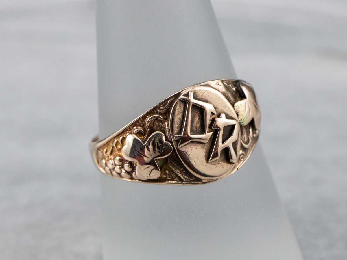 Botanical Antique DR Signet Ring