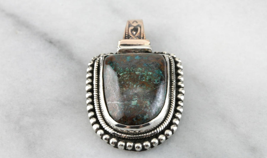 Chrysocolla Pendant with Victorian Elements