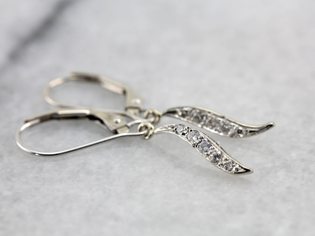 Petite Diamond Drop Earrings in White Gold