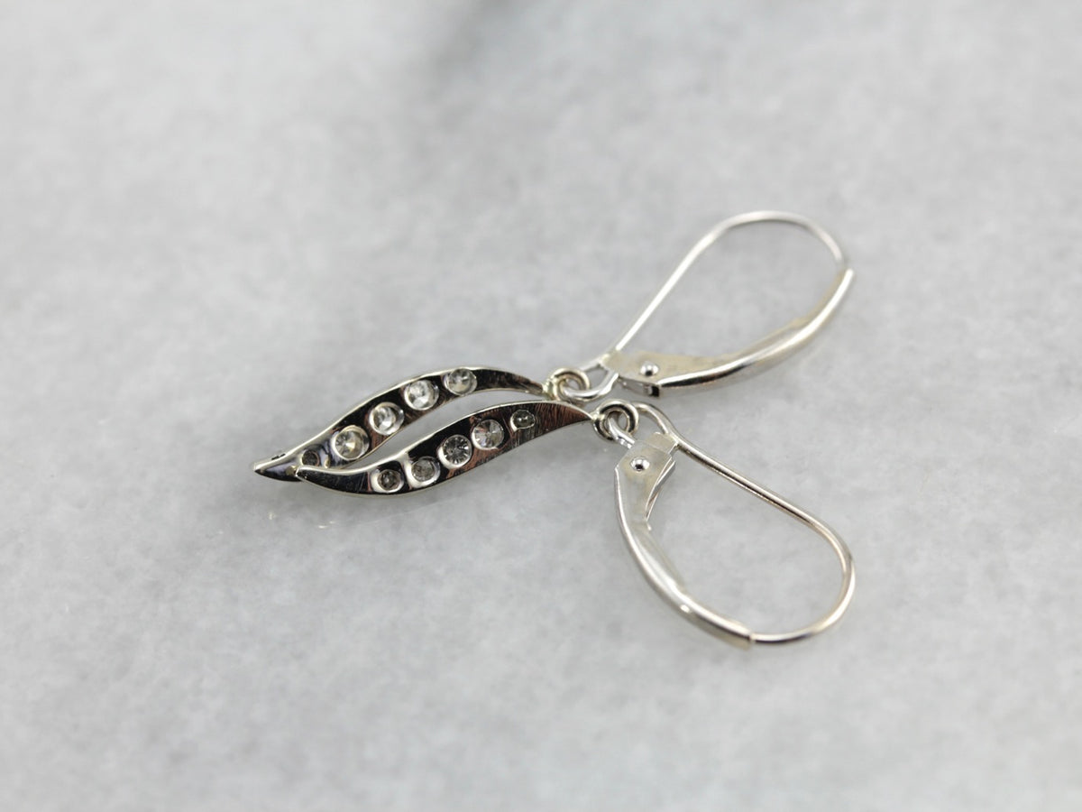 Petite Diamond Drop Earrings in White Gold