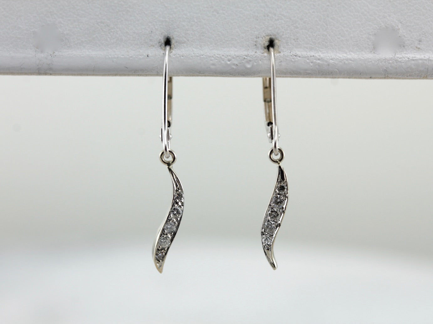 Petite Diamond Drop Earrings in White Gold