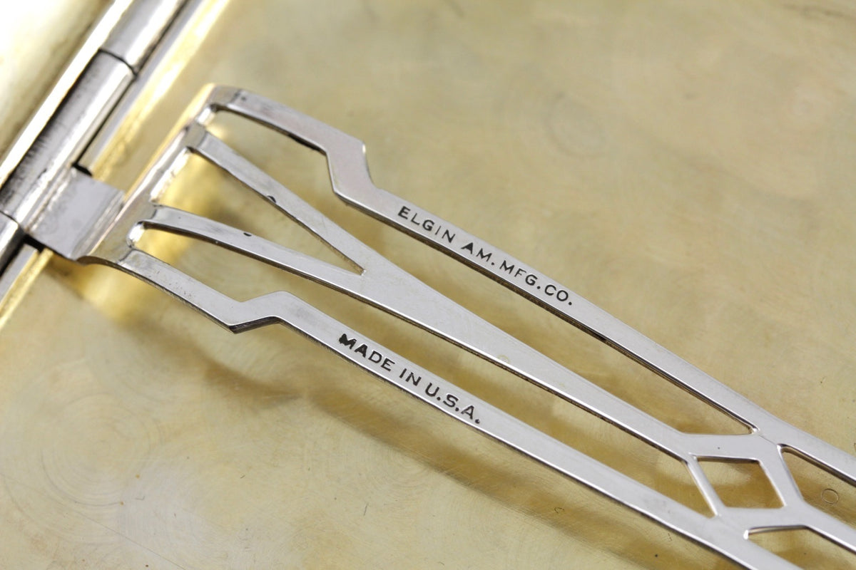 Late Art Deco Monogramed "MHN" Cigarette Case, Solid Sterling Silver with Rose & Yellow Gold Accents