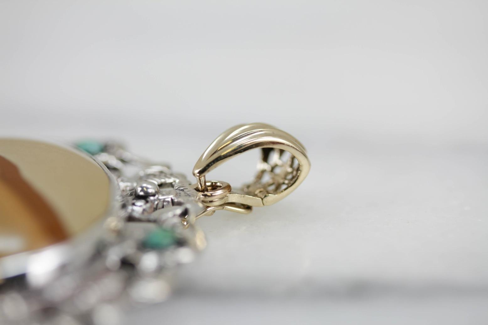 Desert Landscape Jasper in Turquoise Floral Frame