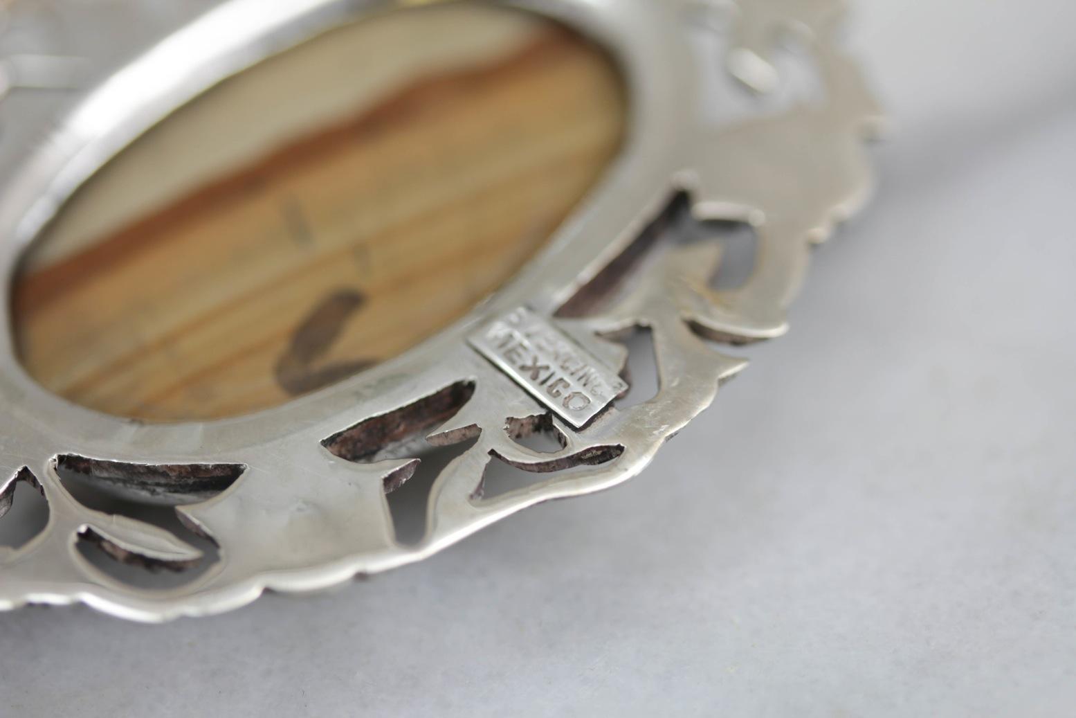 Desert Landscape Jasper in Turquoise Floral Frame