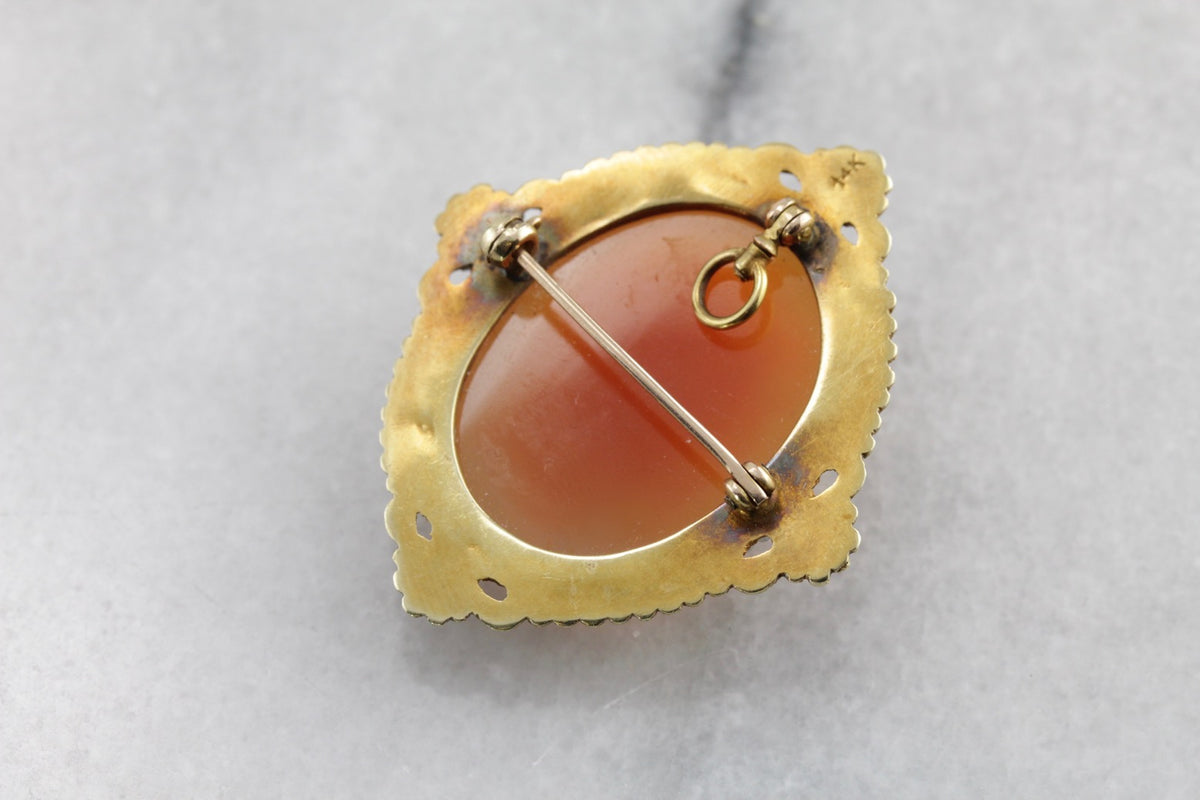 Stunning Victorian Sardonyx Cameo Brooch or Pendant, Elegant Seed Pearl Halo