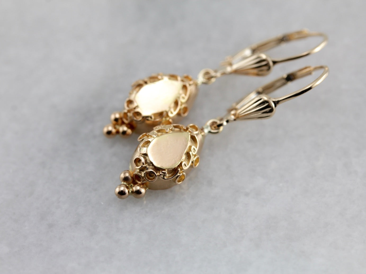Vintage Etruscan Revival Decorative Drop Earrings