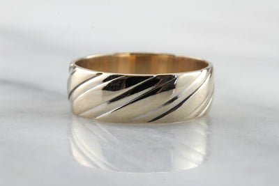 Wide Lined Pattern Wedding Band