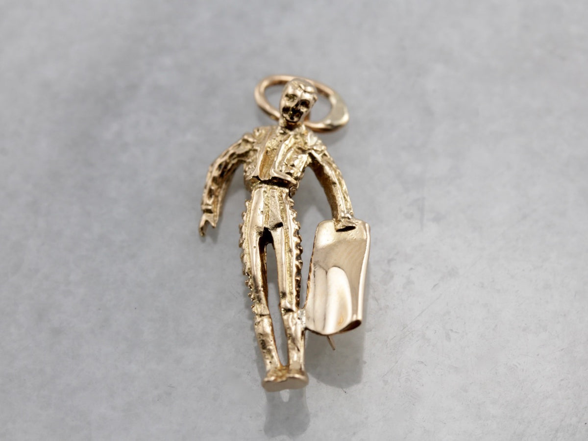 Matador Charm, Bullfighter Charm in Yellow Gold
