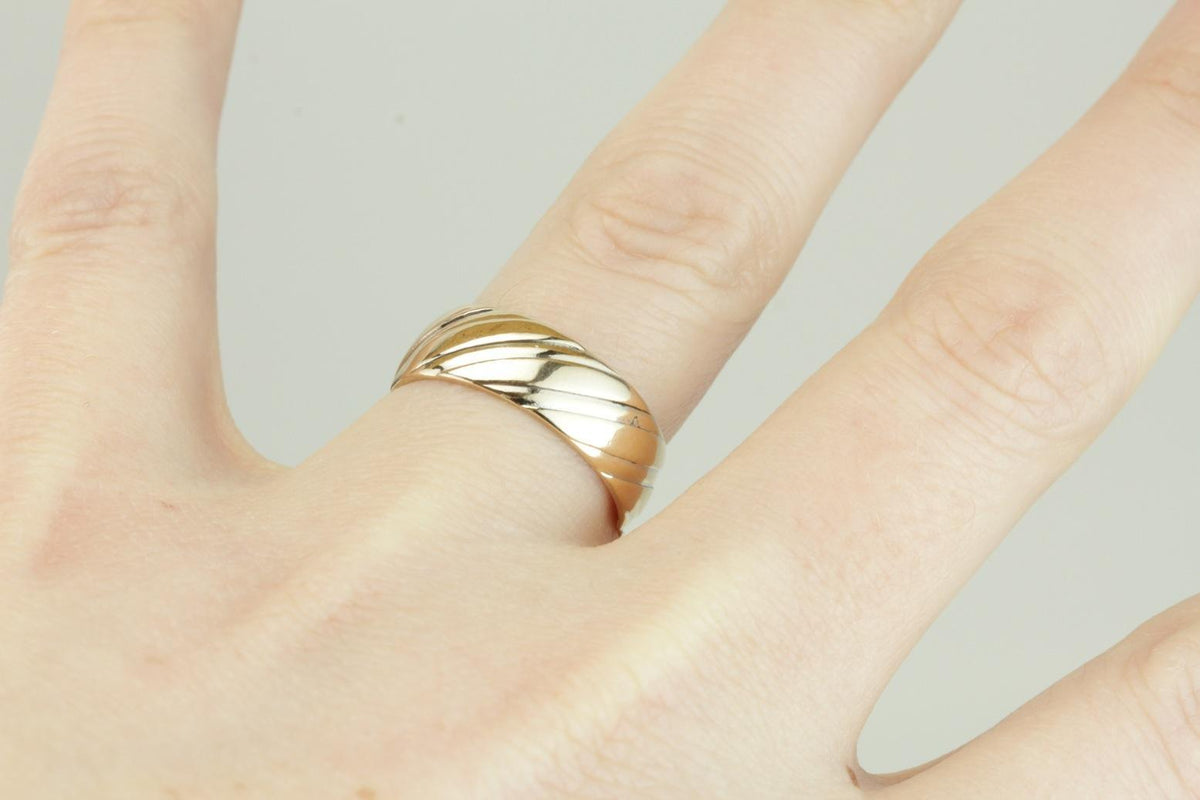 Wide Lined Pattern Wedding Band