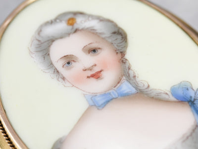 Painted Edwardian Lady, Victorian Era Brooch