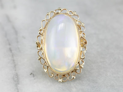 Bold Opal Cocktail Ring in Filigree Frame