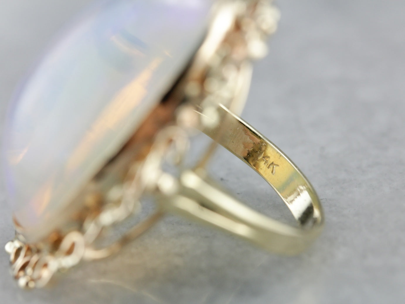 Bold Opal Cocktail Ring in Filigree Frame