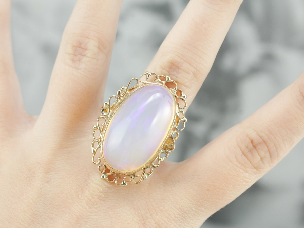 Bold Opal Cocktail Ring in Filigree Frame