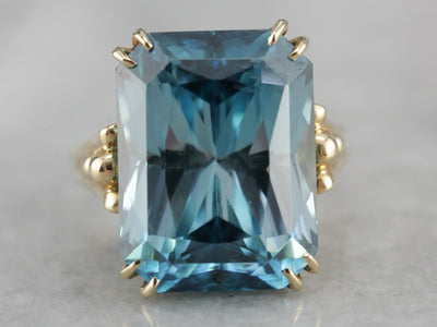 Our Finest Blue Zircon Gemstone, Collector's Quality Cocktail Ring