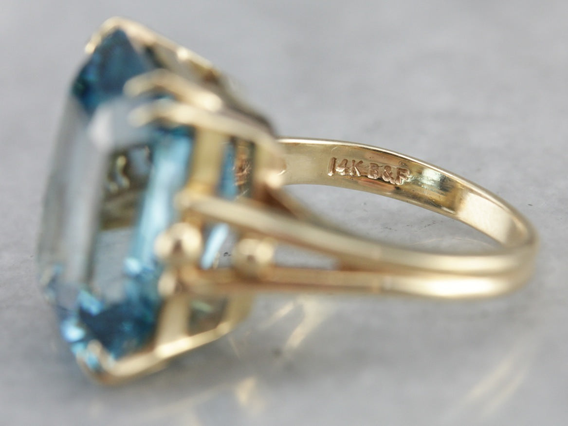 Our Finest Blue Zircon Gemstone, Collector's Quality Cocktail Ring