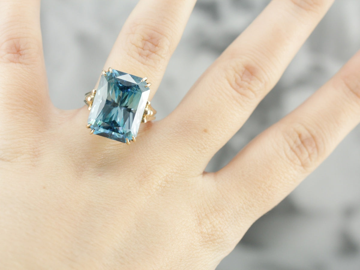 Our Finest Blue Zircon Gemstone, Collector's Quality Cocktail Ring