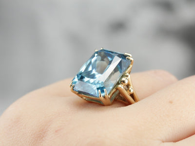 Our Finest Blue Zircon Gemstone, Collector's Quality Cocktail Ring
