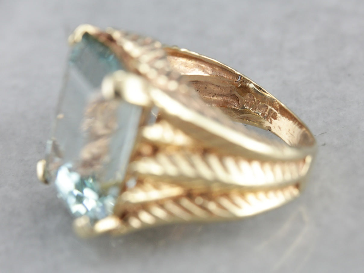 Collectors Quality Aquamarine Ring in Substantial Gold Mounting