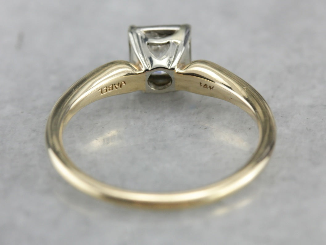 Modern Square Cut Diamond in Vintage Engagement Ring