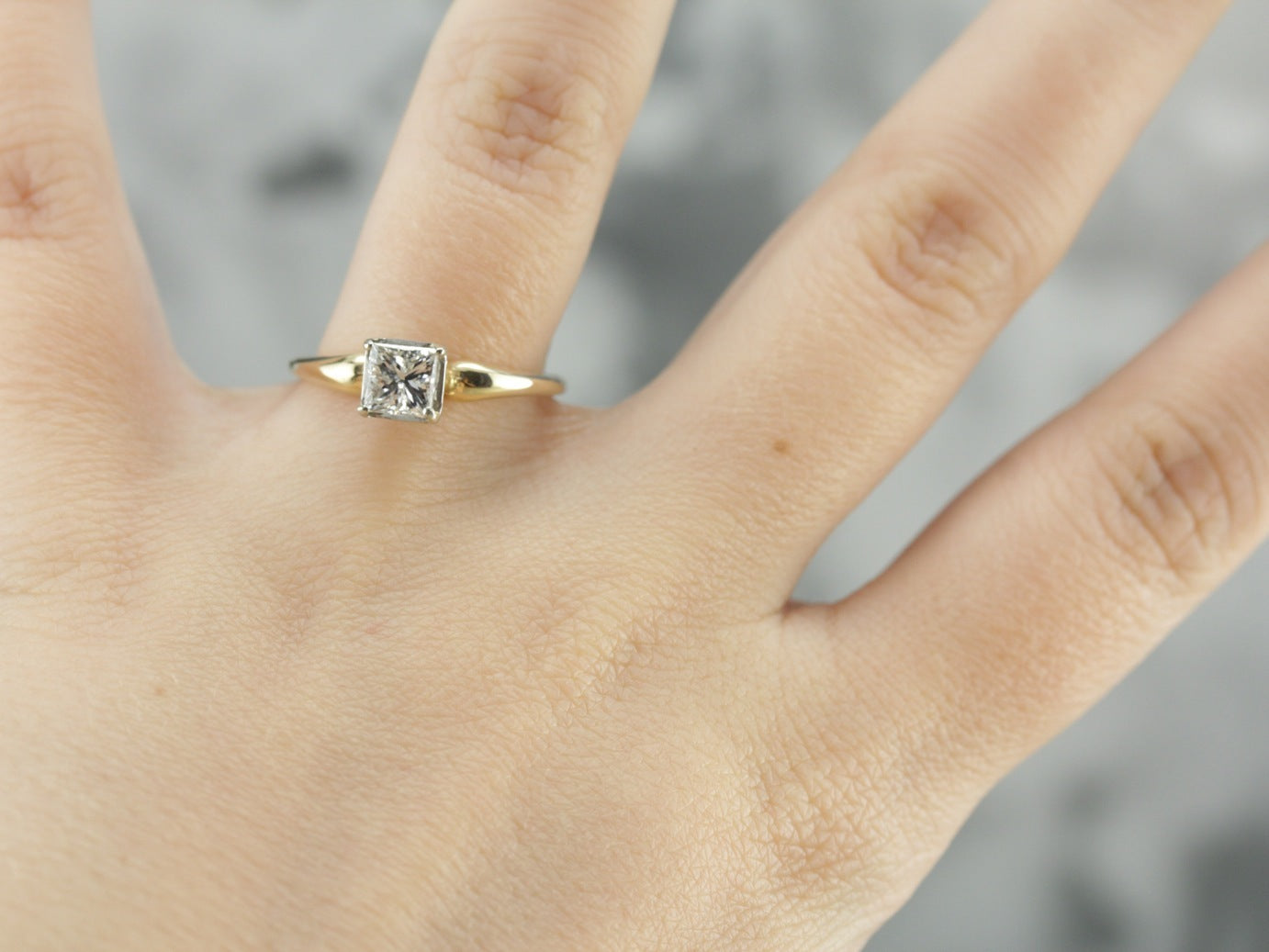 Modern Square Cut Diamond in Vintage Engagement Ring