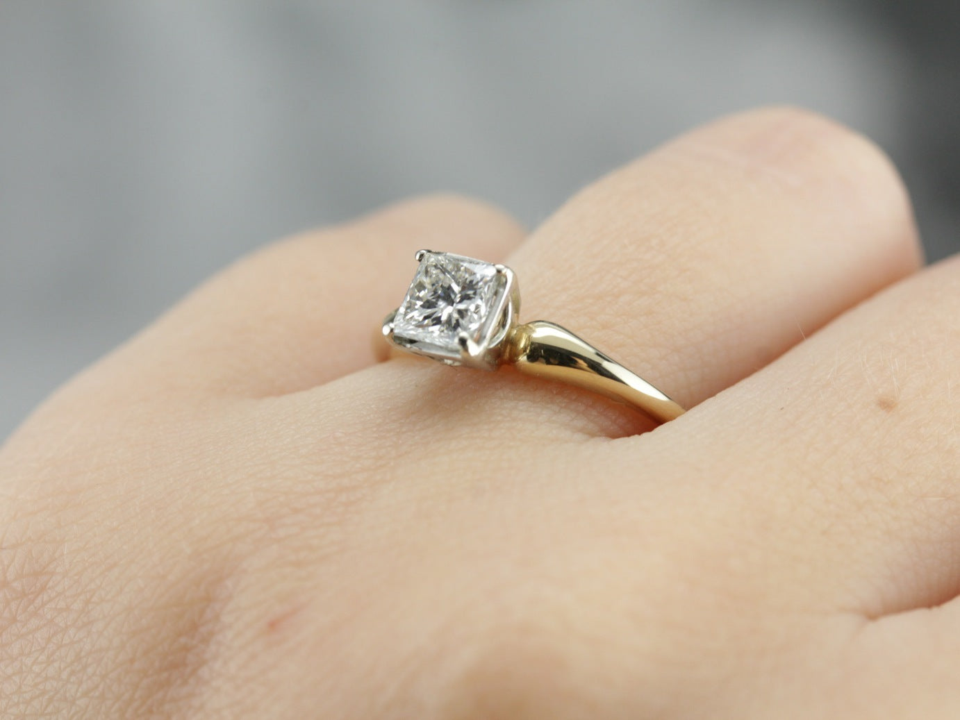 Modern Square Cut Diamond in Vintage Engagement Ring
