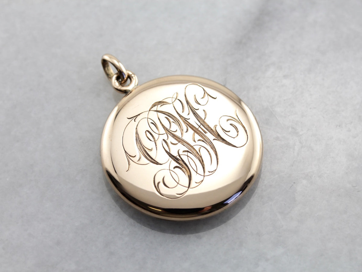 Antique Monogramed Circle Locket