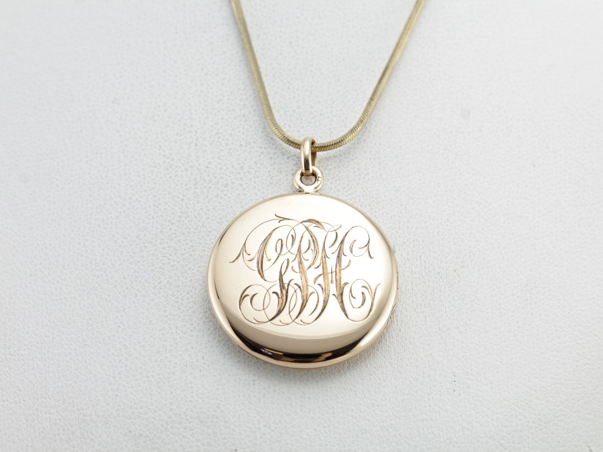 Antique Monogramed Circle Locket