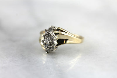 Modern Era: Diamond Cocktail Ring with Sweeping Lines