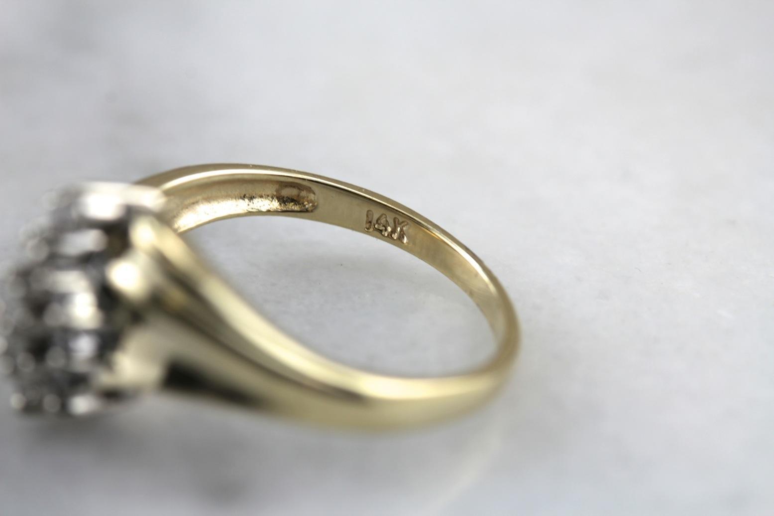 Modern Era: Diamond Cocktail Ring with Sweeping Lines