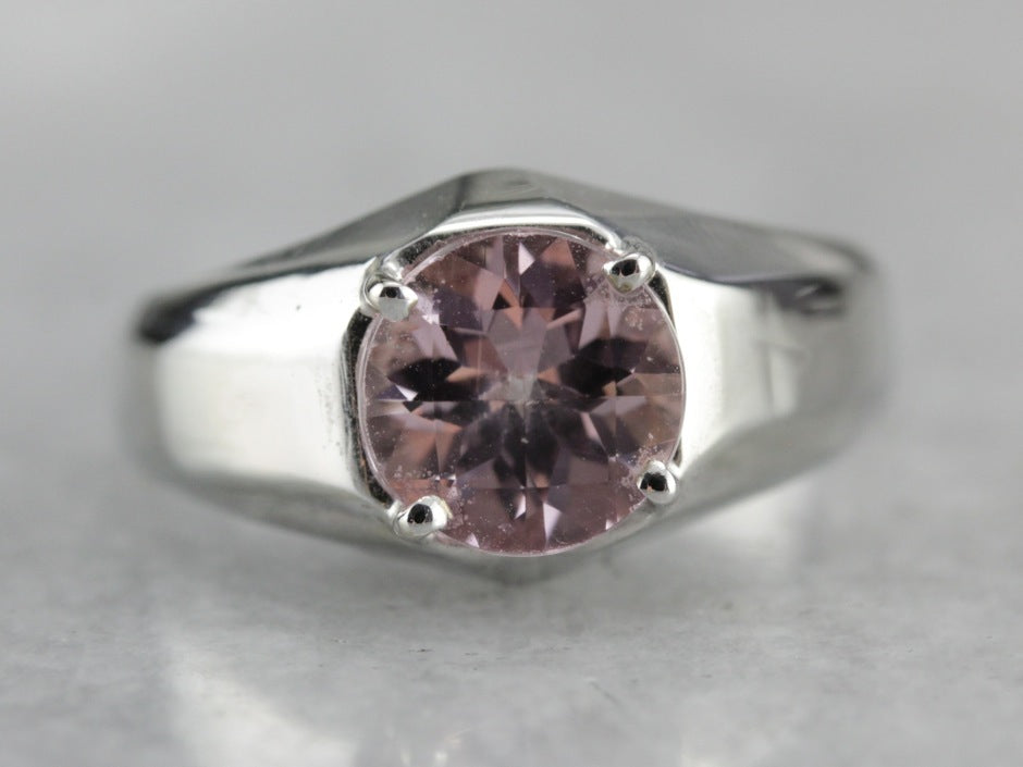 Vintage Pink Tourmaline White Gold Ring