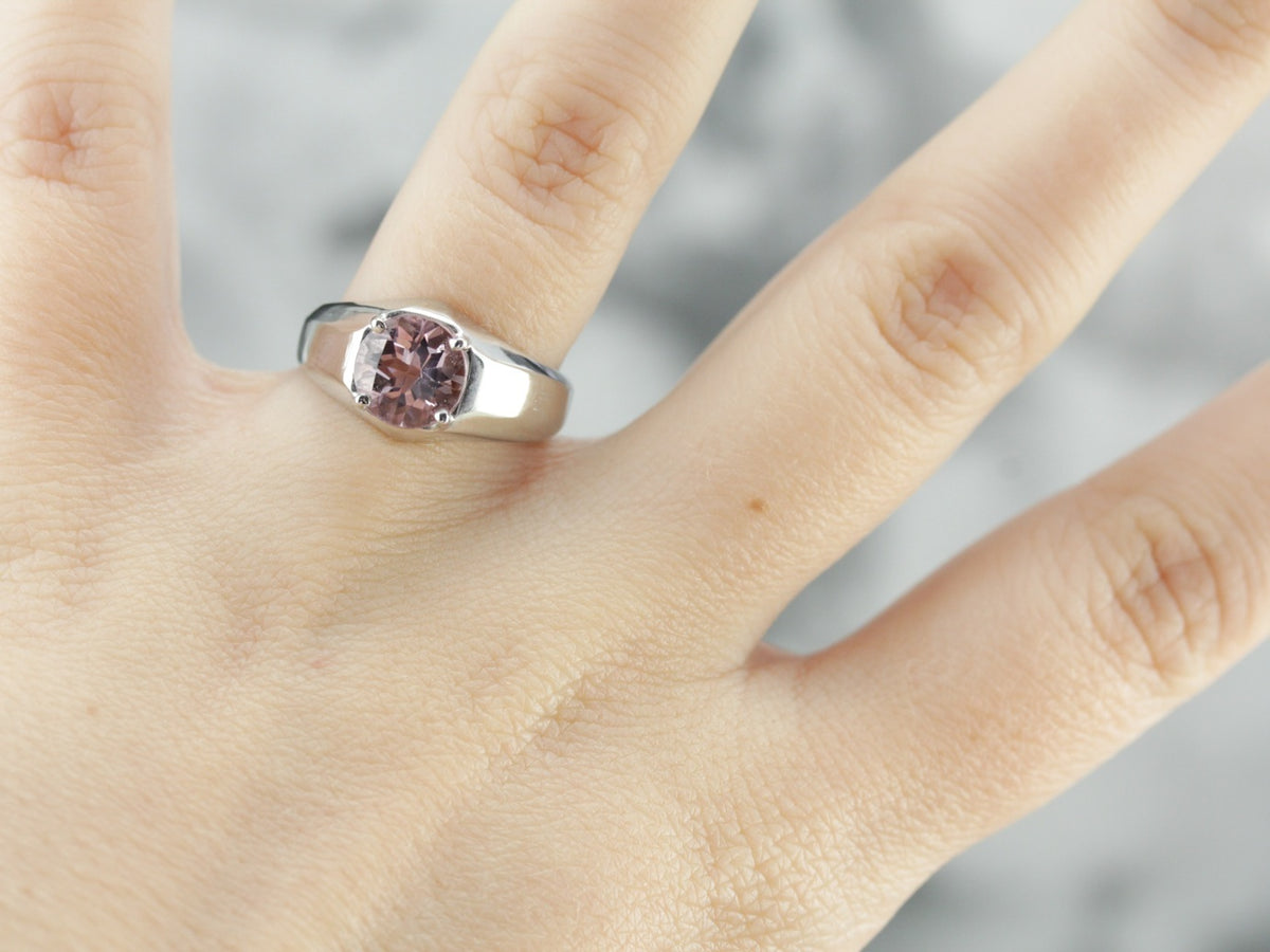 Vintage Pink Tourmaline White Gold Ring