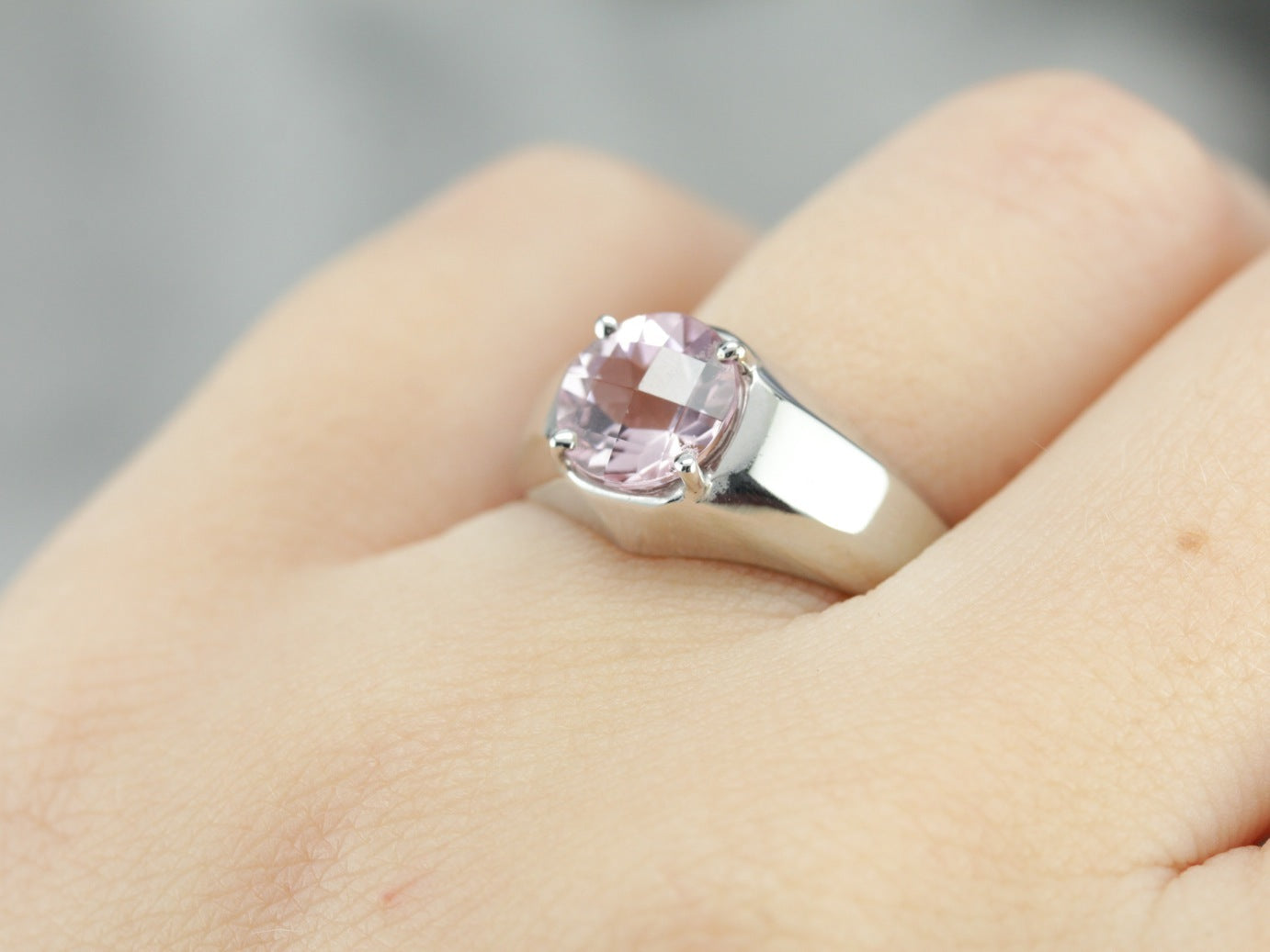 Vintage Pink Tourmaline White Gold Ring