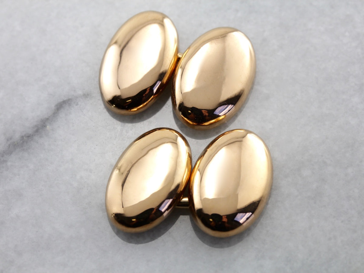 Luxurious Polished Gold Cufflinks, Heavy 22 Karat Gold
