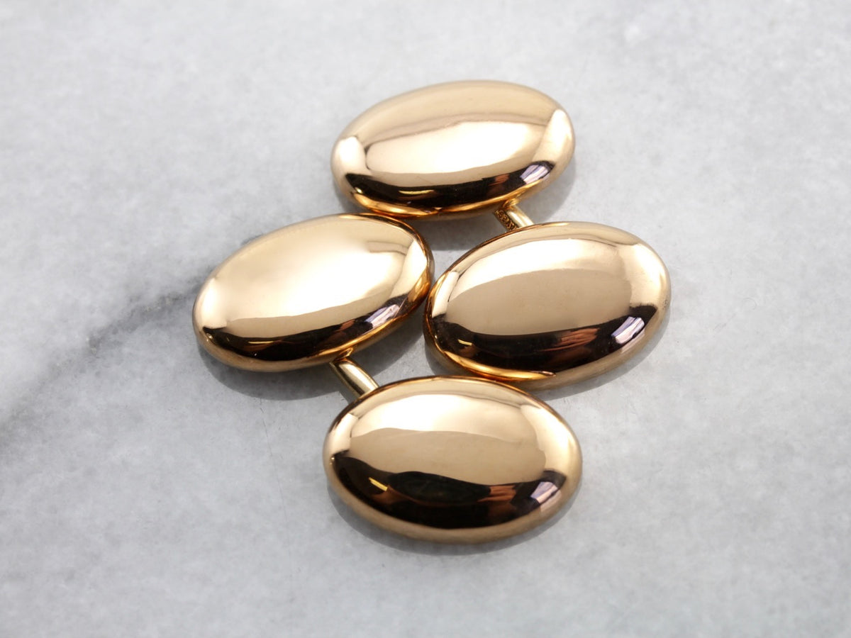 Luxurious Polished Gold Cufflinks, Heavy 22 Karat Gold
