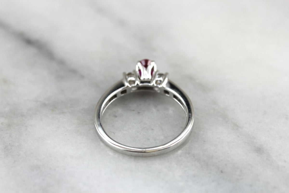 Modern Ruby Red and Diamond Engagement Ring