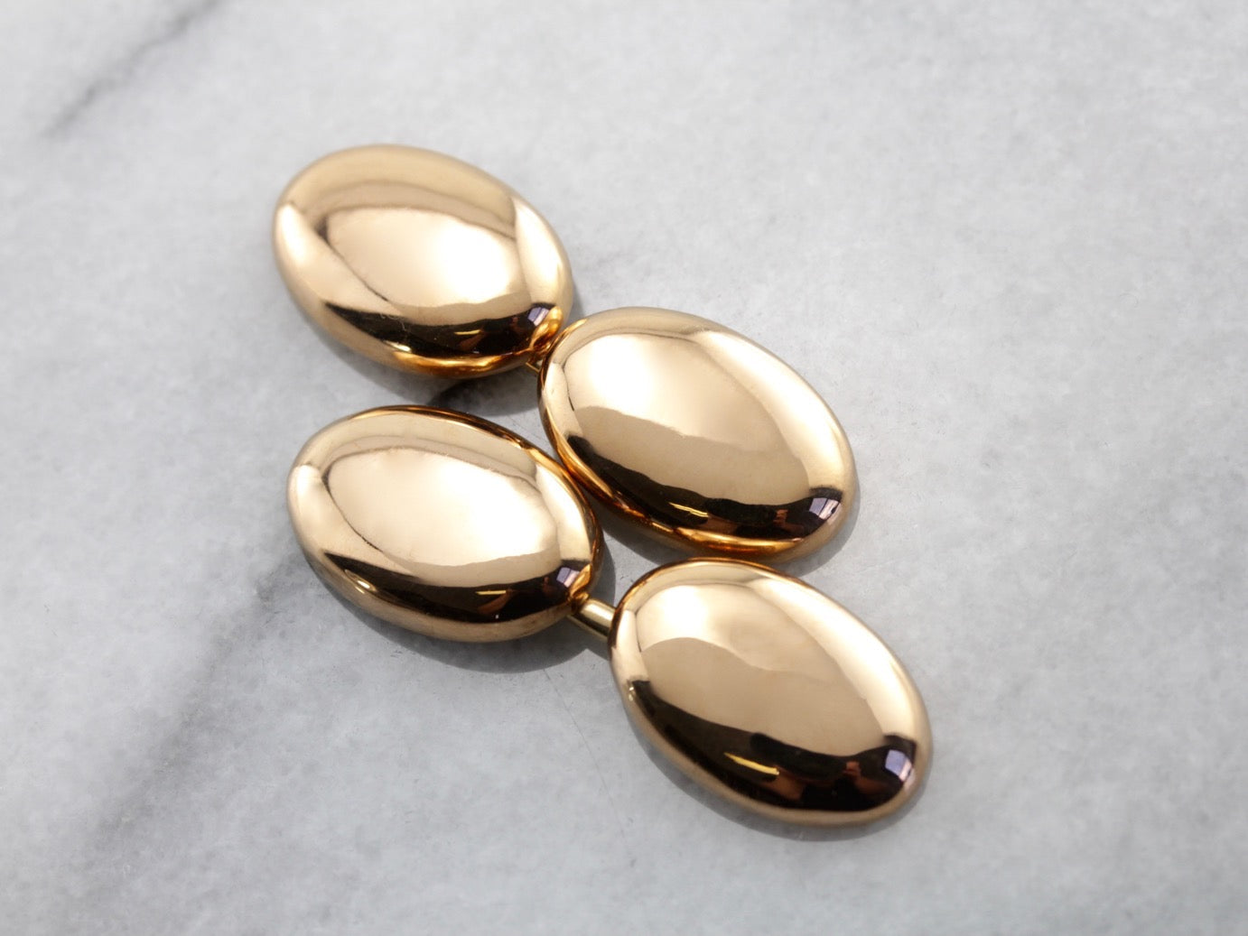 Luxurious Polished Gold Cufflinks, Heavy 22 Karat Gold