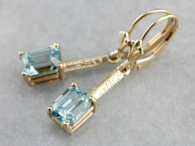 Stunning Art Nouveau and Modern Era Blue Zircon Earrings