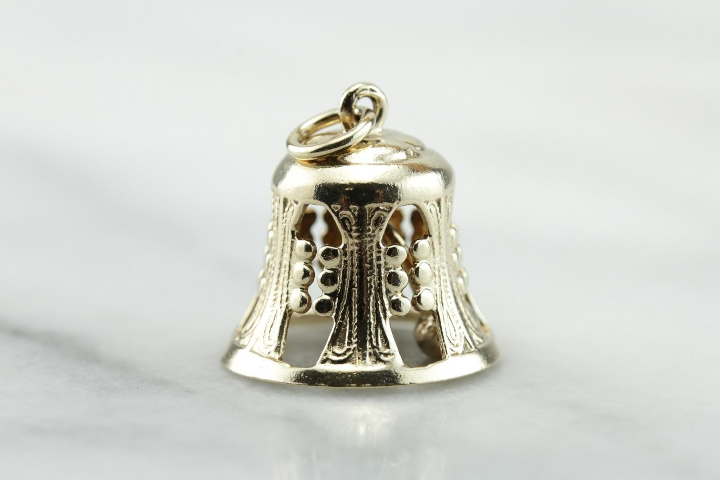 Bell Pendant Ringer The Bells A Ringing, Vintage Filigree Bell Pendant - Market Square Jewelers