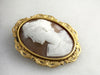 Fine Shell Cameo Pendant with Filigree Frame in Yellow Gold