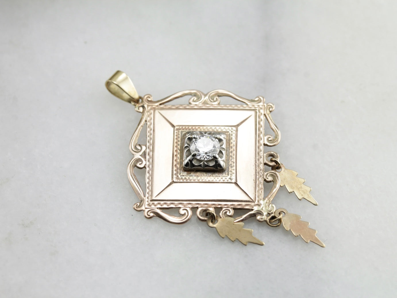 Diamond Pendant Made with Vintage and Antique Components