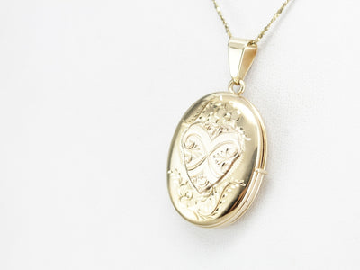Upcycled Etched Heart Locket