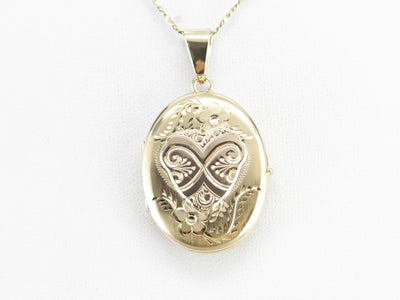 Upcycled Etched Heart Locket