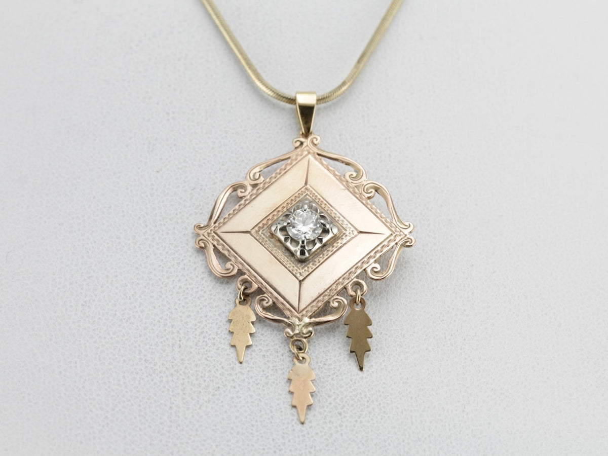 Diamond Pendant Made with Vintage and Antique Components