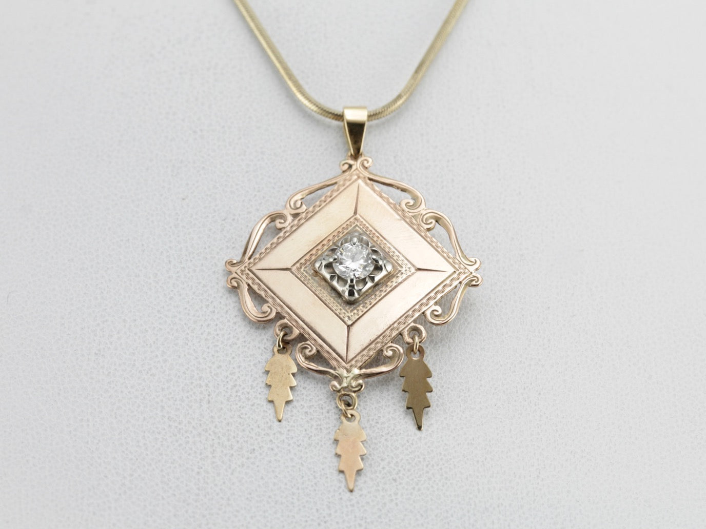 Diamond Pendant Made with Vintage and Antique Components