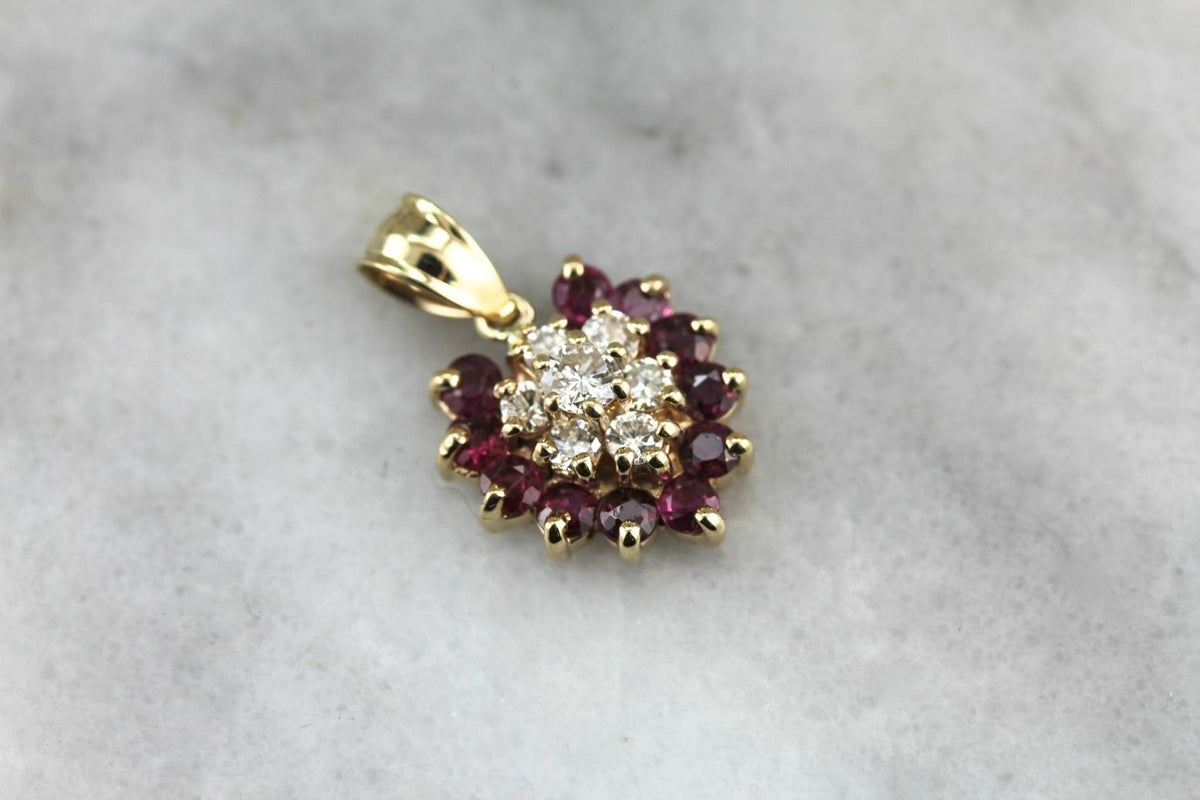 Romantic Rubies and Diamond Drop Pendant