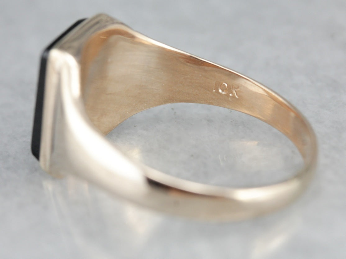 Vintage Black Onyx Intaglio Ring