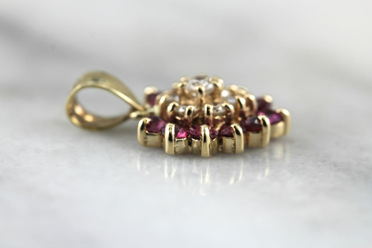 Romantic Rubies and Diamond Drop Pendant