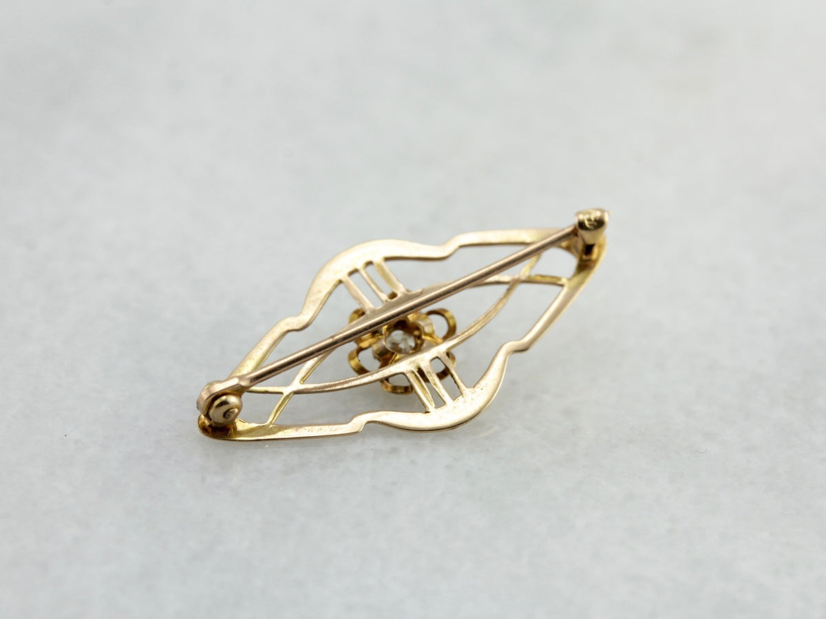 Vintage Buttercup Set Diamond Pin in Yellow Gold