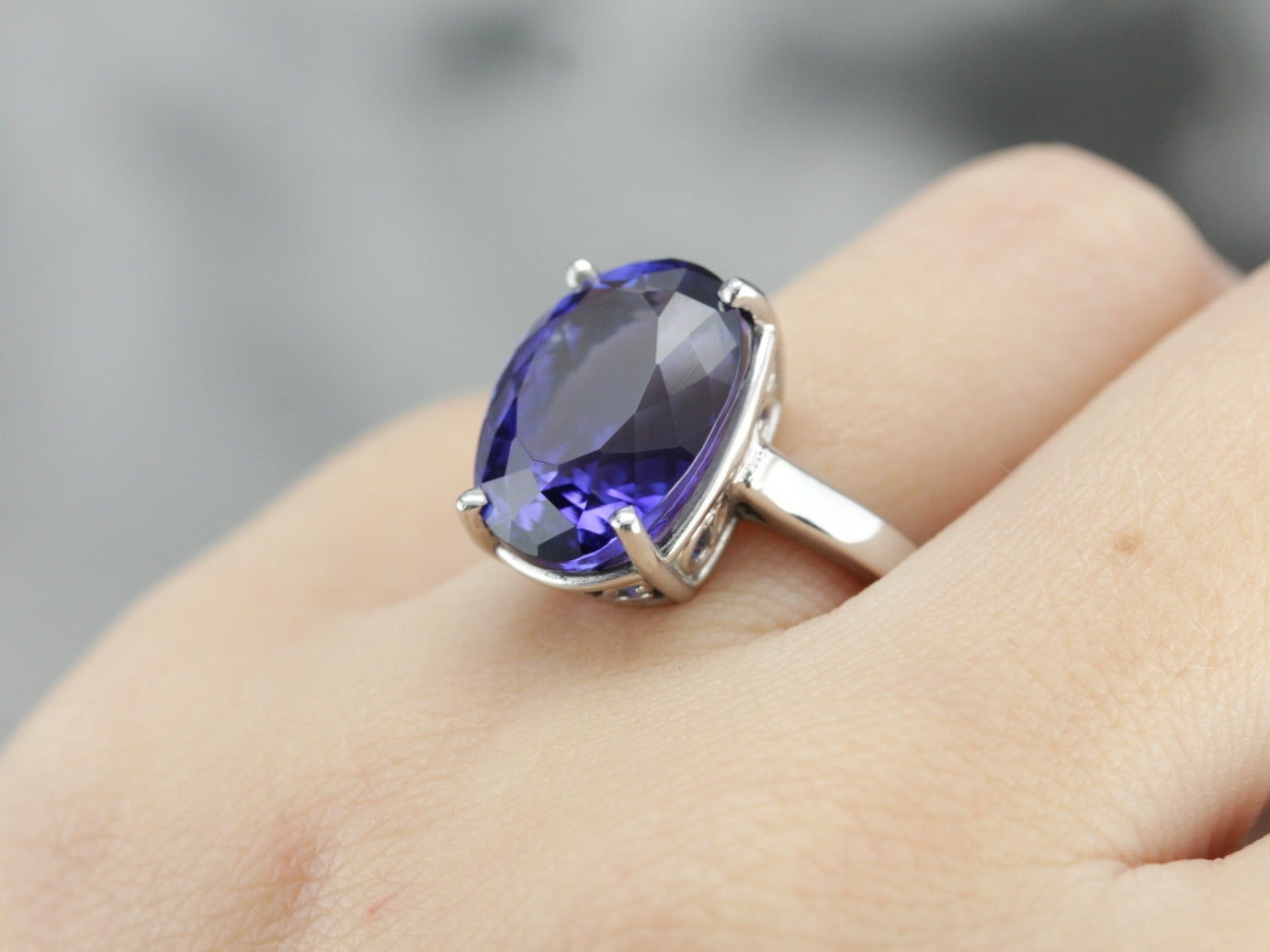 Tanzanite and Platinum Cocktail Ring