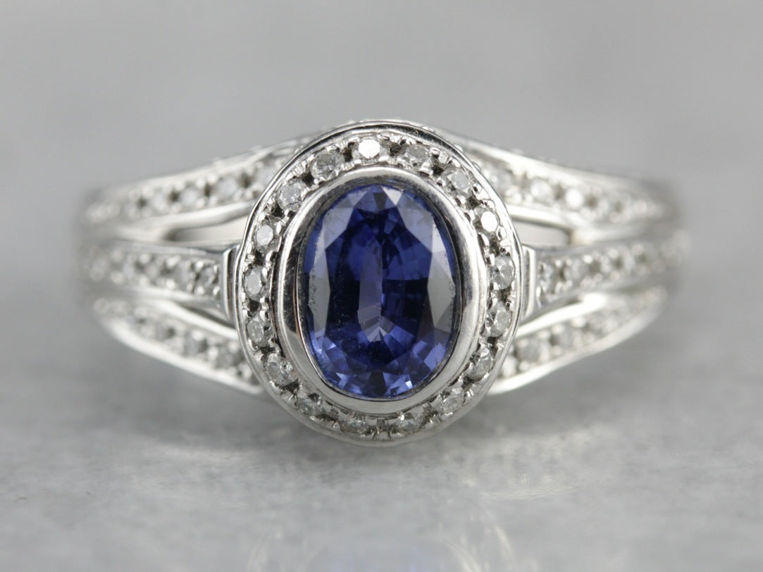 Tanzanite Pave Diamond White Gold Ring